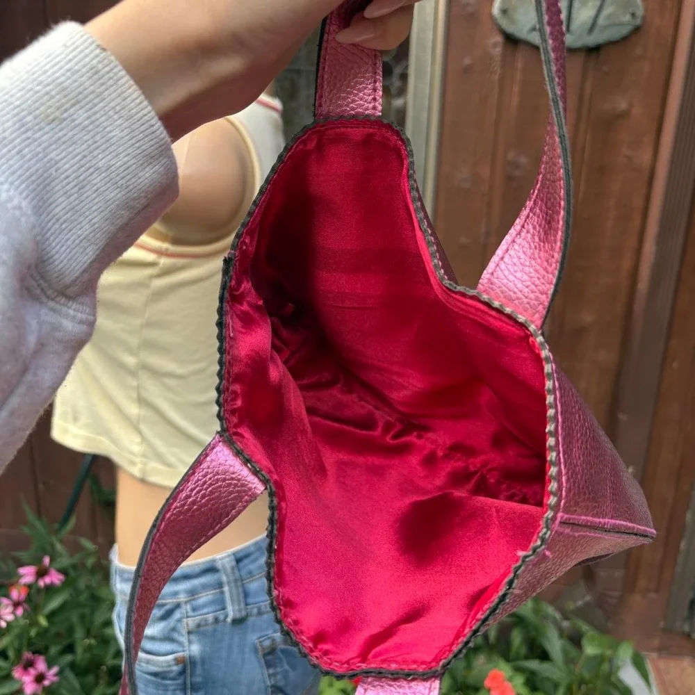 y2k 2000s Victoria's Secret metallic pink heart tote bag